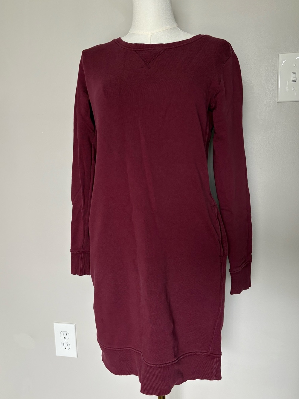 Pact Maroon Long Sleeve Sweatshirt Dress